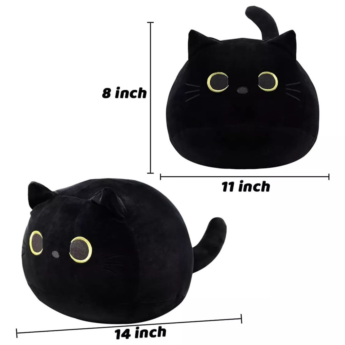 KUANGYE - Cojín Suave Y Esponjoso Muñeco Gato Negro