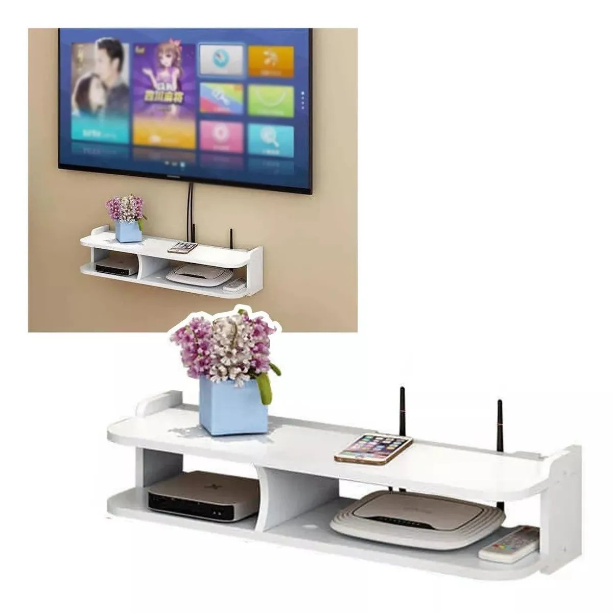 KUANGYE - Estante De Montaje En Pared Repisa Dvd Dvr Flotante 50cm
