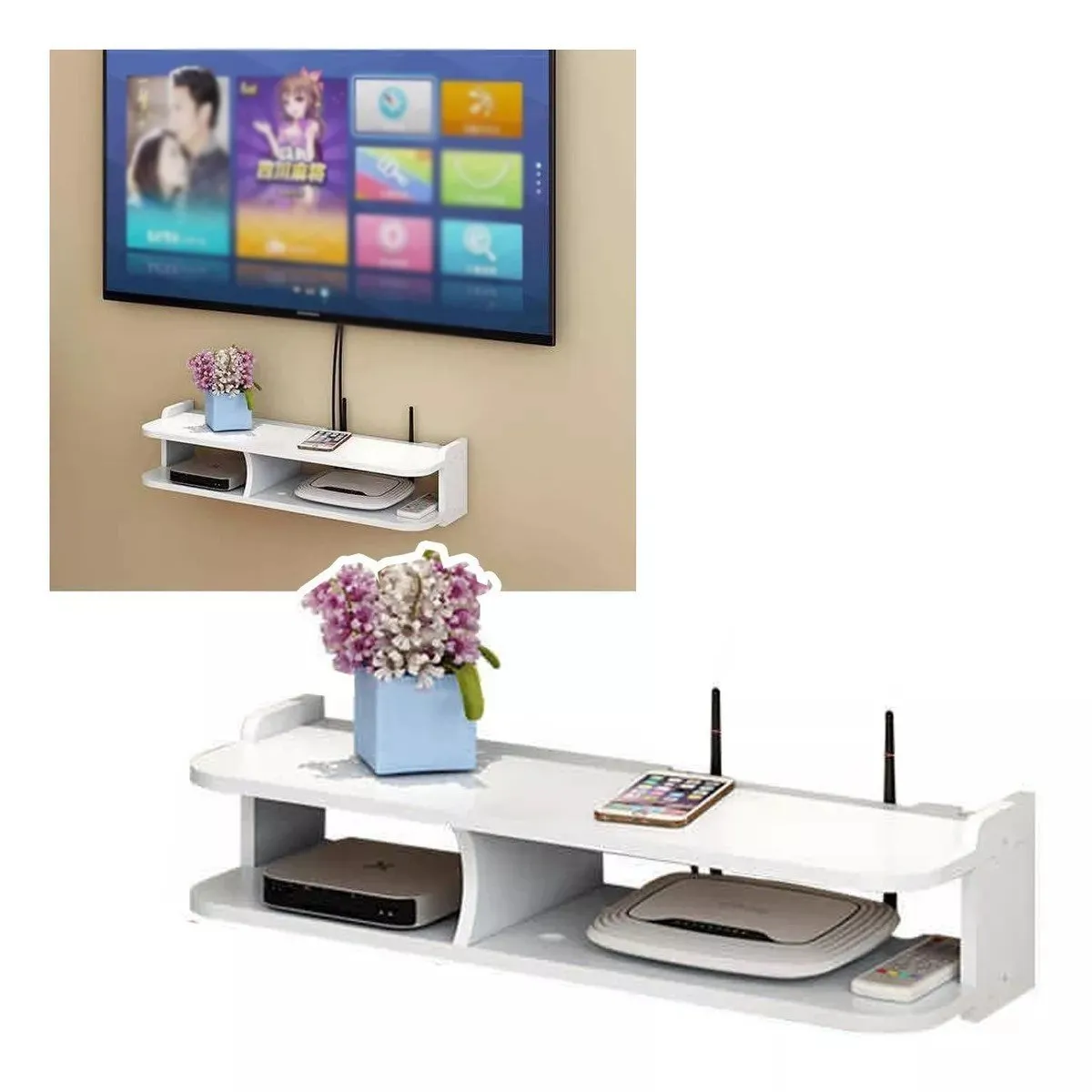 KUANGYE - Estante De Montaje En Pared Repisa Dvd Dvr Flotante 50cm