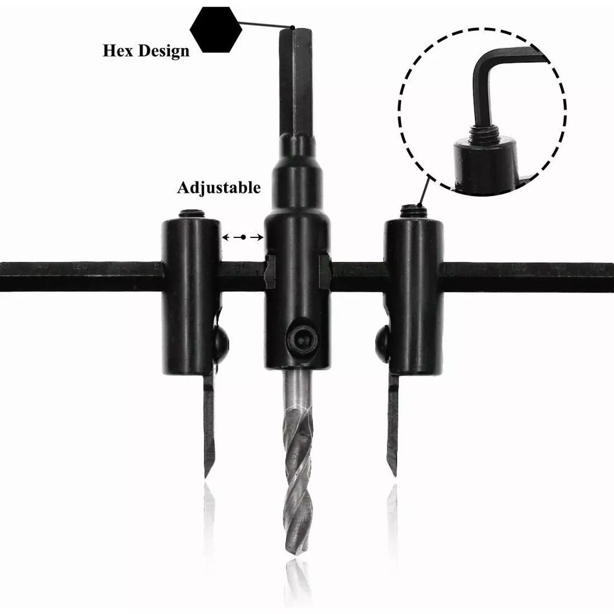 KUANGYE - Broca Cortadora Circular Ajustable Para Taladro - 3 A 20 Cm