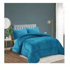 GENERICO - Cobertor de Invierno Plush con chiporro 2 Plazas Azul