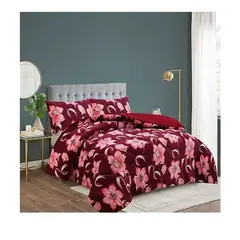 GENERICO - Cobertor de Invierno Plush con chiporro 2 Plazas Burdeo