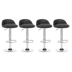 ACTUAL - Pack 4 Sillas Bar Taburete Cuero PU Altura Ajustable