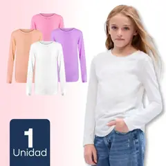 UTILISIMO - Pack 1 Camiseta Primera Capa Polera Niña Bambú Manga Larga Surtido_.