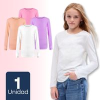 Pack 1 Camiseta Primera Capa Polera Niña Bambú Manga Larga Surtido