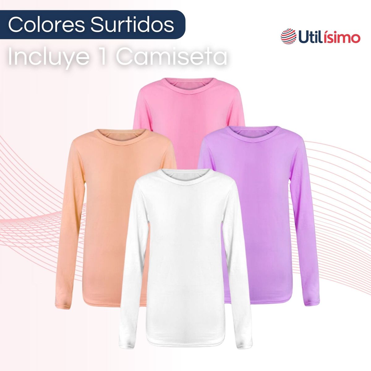 UTILISIMO - Camiseta Primera Capa Polera Niña Bambú Manga Larga Surtido