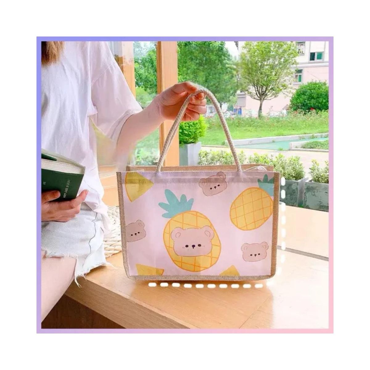 GENERICO - Bolso Cartera Cute Algodon Y Cañamo 34x25 Pajarito