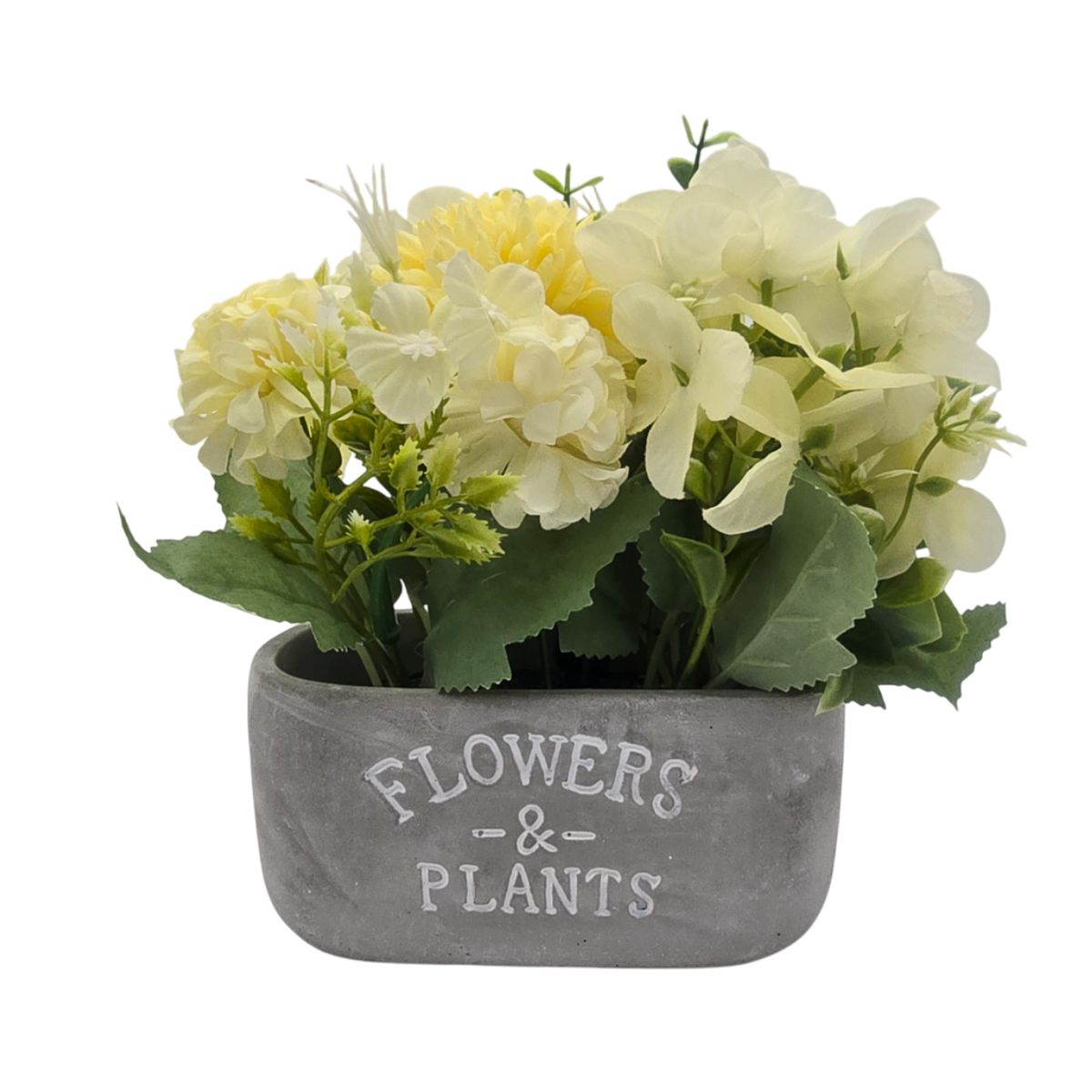 GENERICO - Planta Artificial Macetero De Cemento Flowers And Plants - Beige