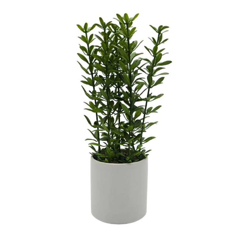 GENERICO - Planta Artificial Macetero De Ceramica Blanco Hojas Verdes