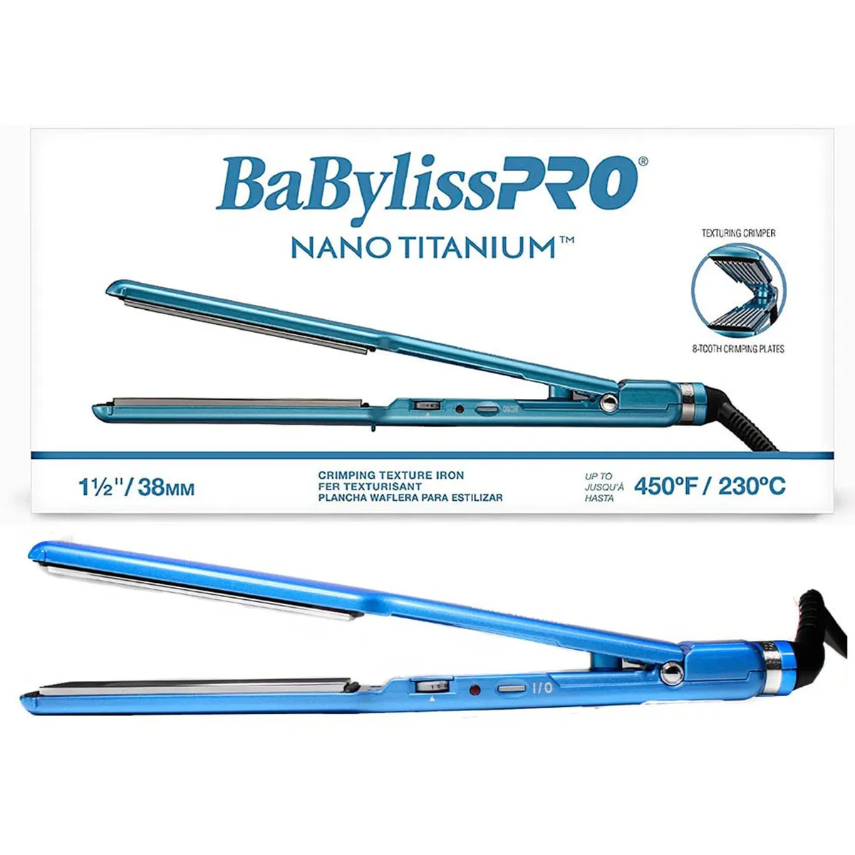 BABYLISS PRO - Plancha Waflera Nano Titanium BabylissPro 38mm 8TOOH Crimping Plates