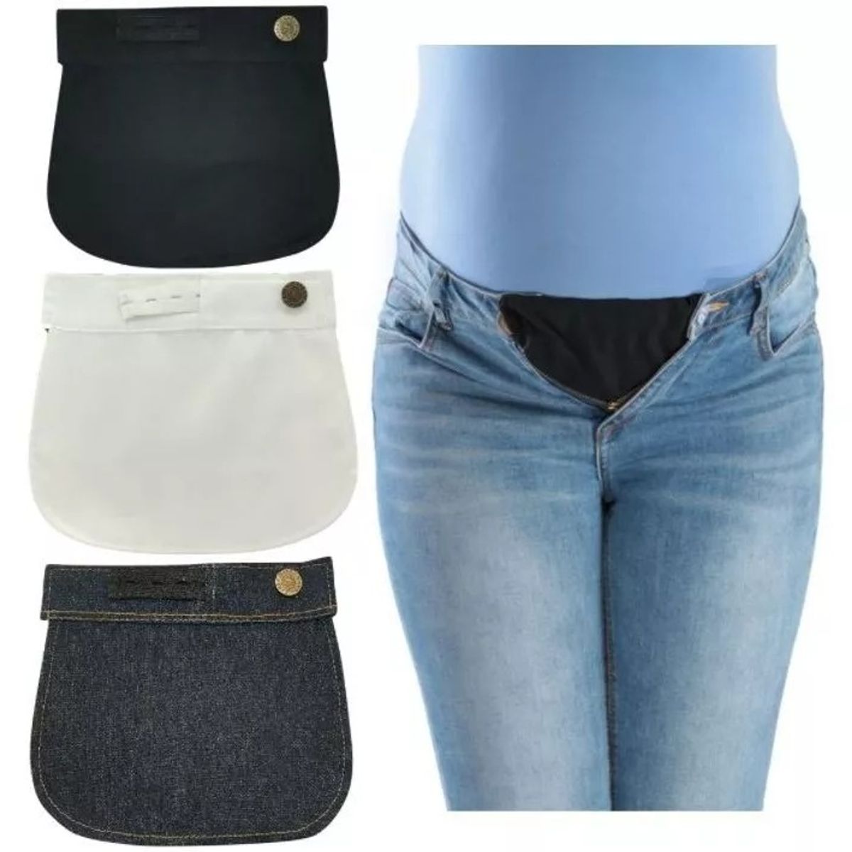 GENERICO - Pack 3 Extensores Pantalón Para Embarazadas, Tela Resistente