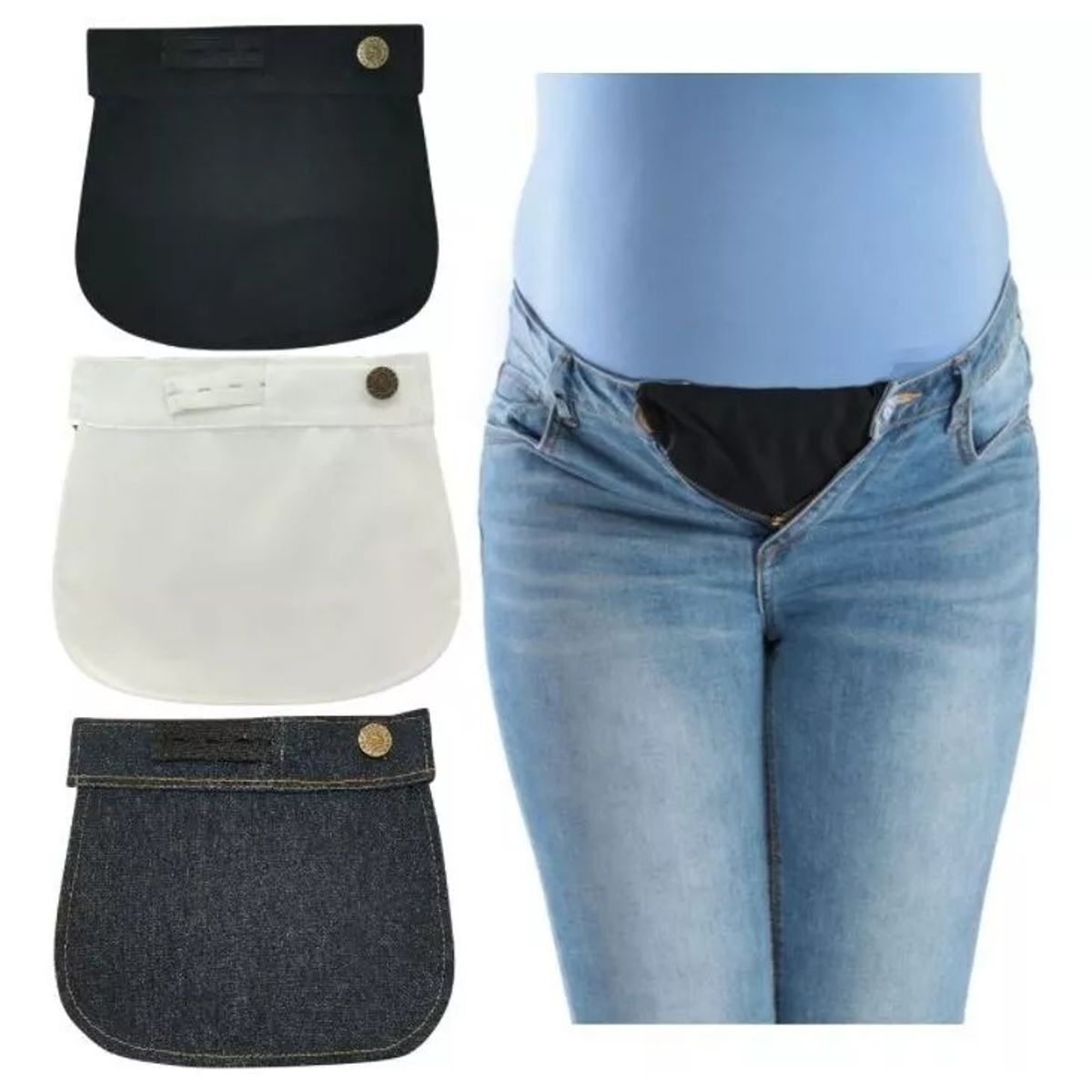 GENERICO - Pack 3 Extensores Pantalón Para Embarazadas, Tela Resistente