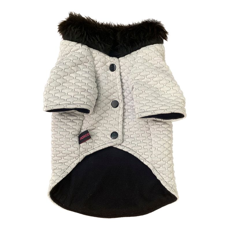 MASCOTACHIC - Abrigo Blanco Cuello Piel talla S