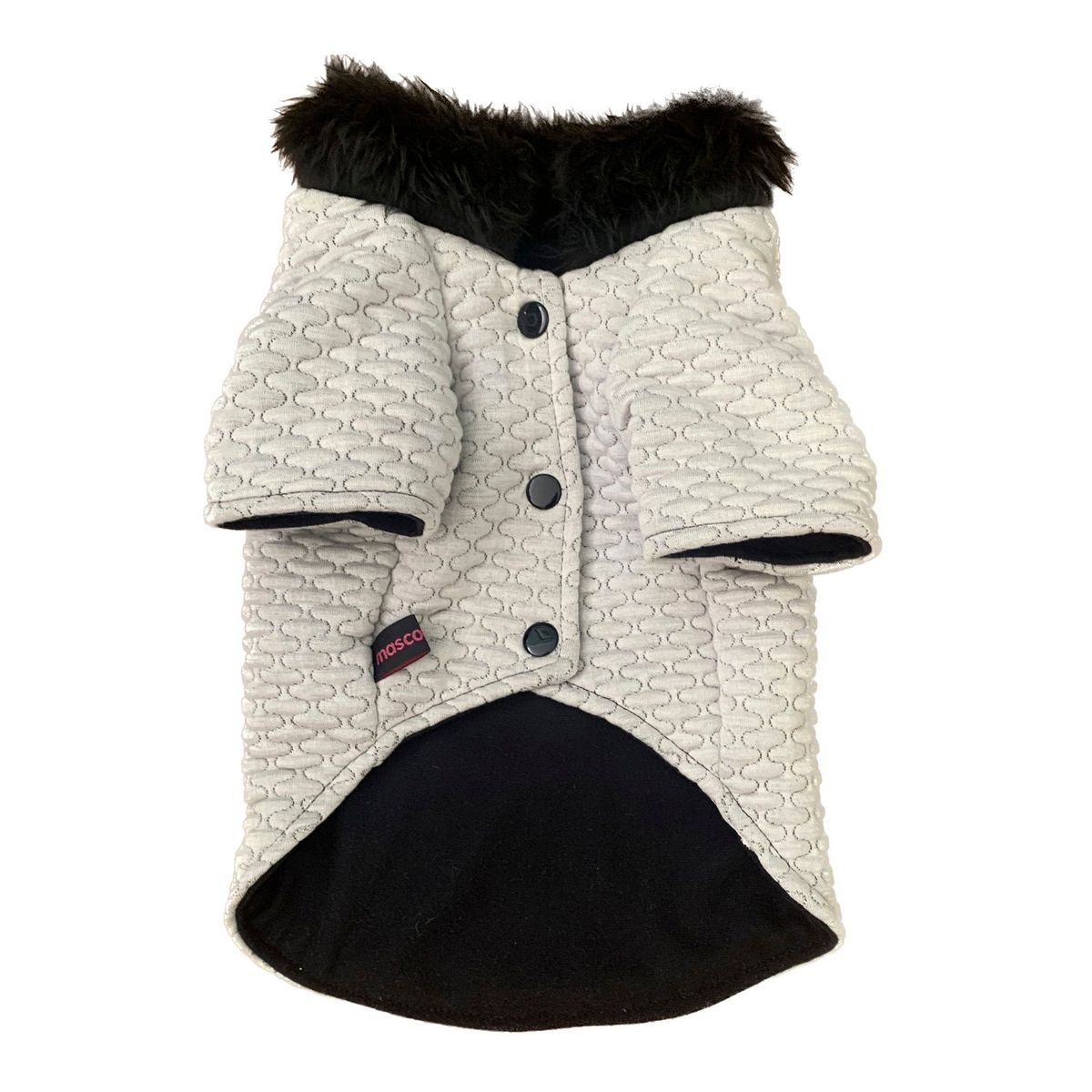 MASCOTACHIC - Abrigo Blanco Cuello Piel talla L