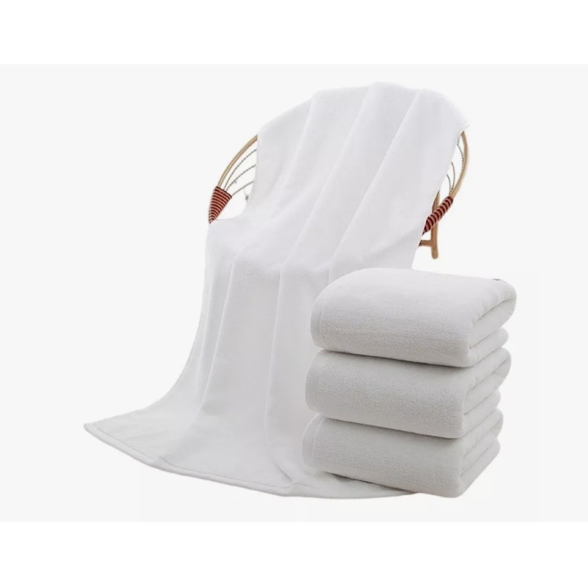 GENERICO - Pack 6 Toallas De Baño De Hotel Algodón 140*70 Blanco