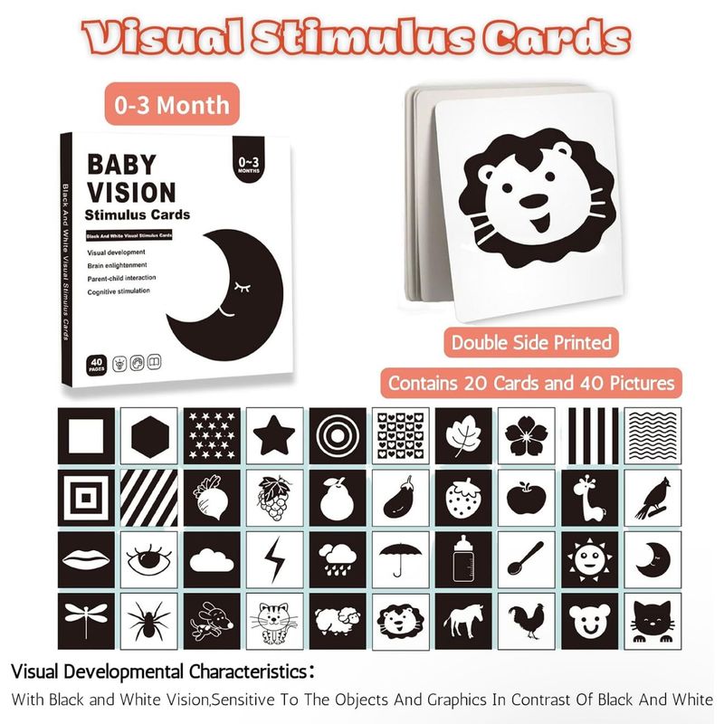 GENERICO - Tarjeta Estimulación Visual Montessori 0-3 Meses