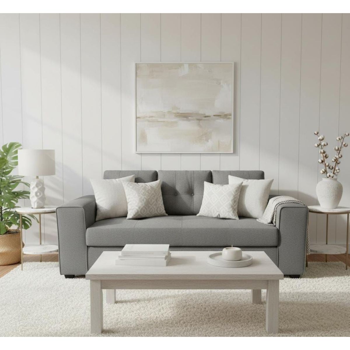 GENERICO - Sofá 3 Cuerpos Martina Lino Gris