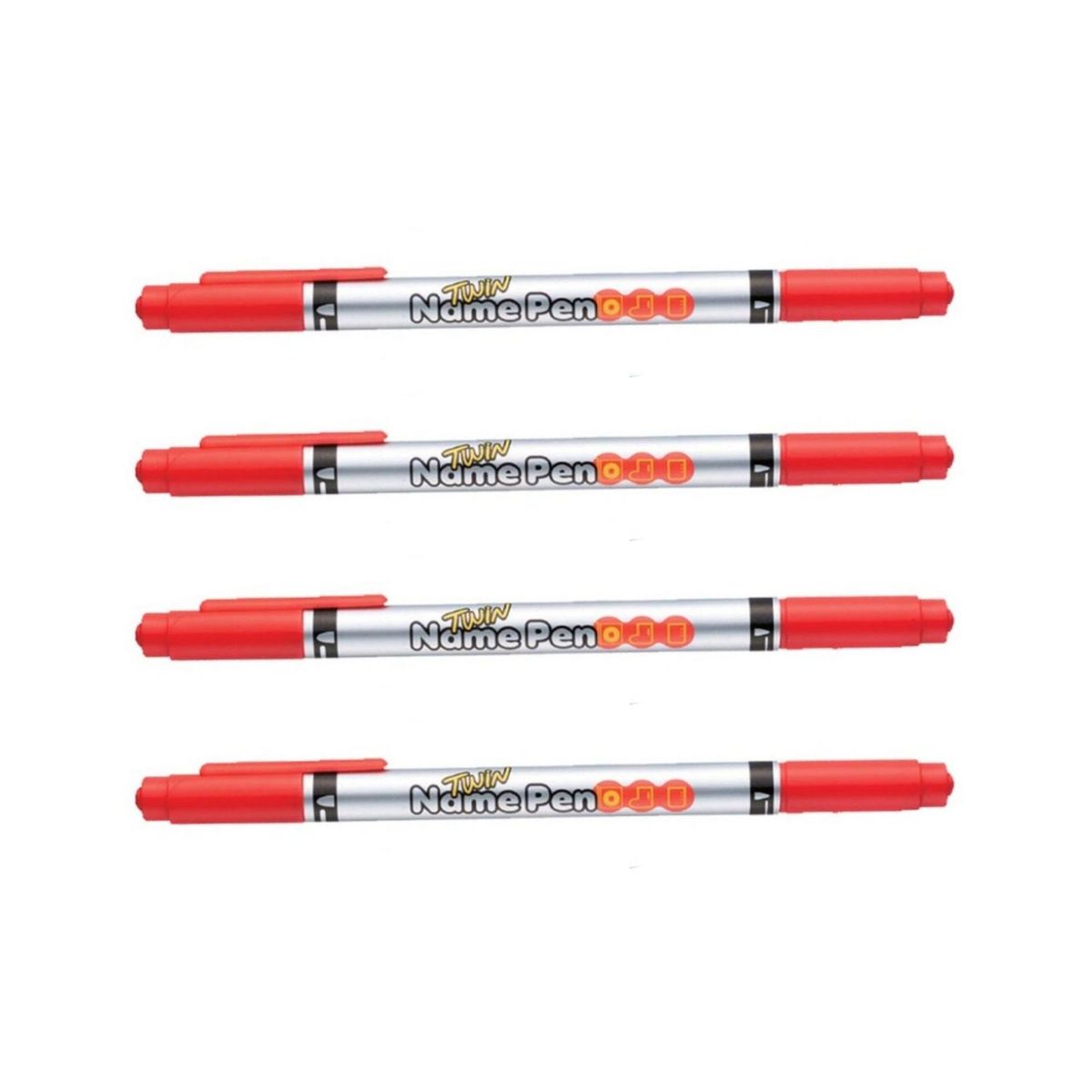 MONAMI - Marcador Permanente Doble Punta Fina Y Media 4 Unid - Rojo