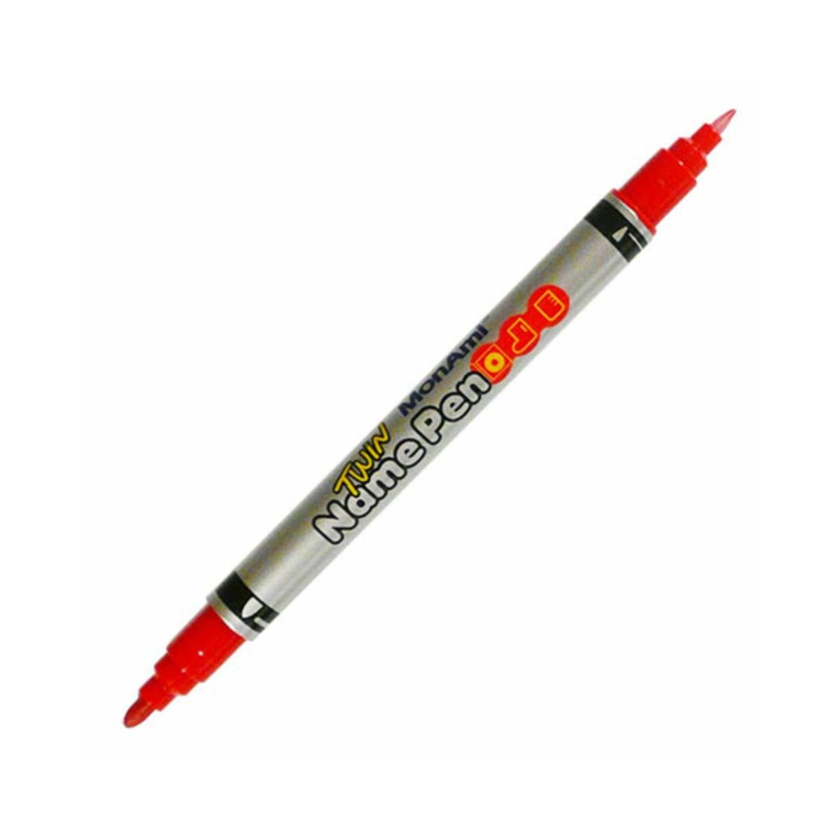 MONAMI - Marcador Permanente Doble Punta Fina Y Media 4 Unid - Rojo