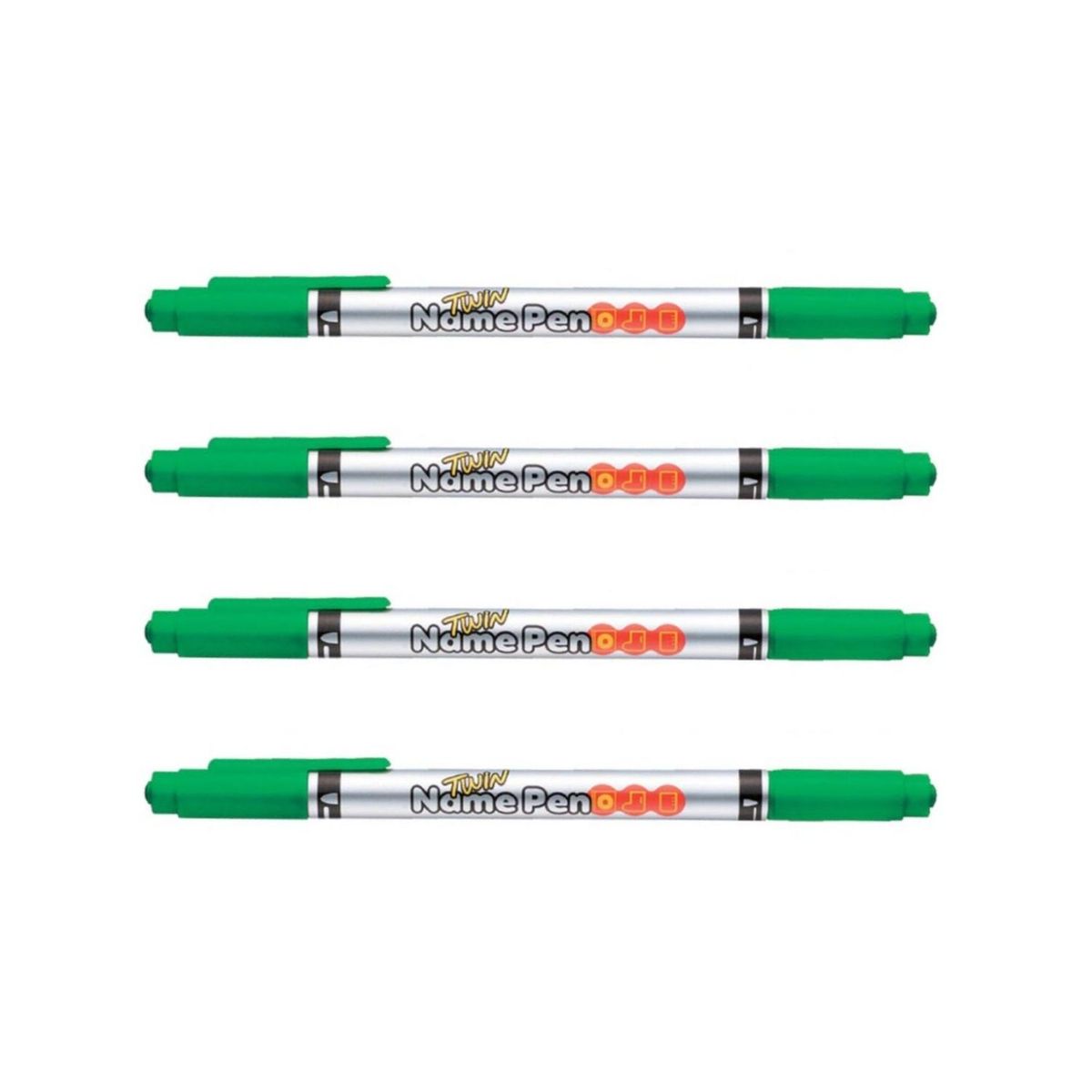 MONAMI - Marcador Permanente Doble Punta Fina Y Media 4 Unid - Verde