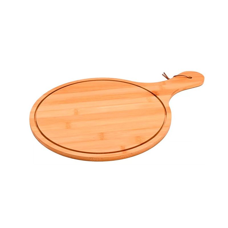 GENERICO - Tabla Para Pizza Con Mango De Madera Bambu Color Marrón
