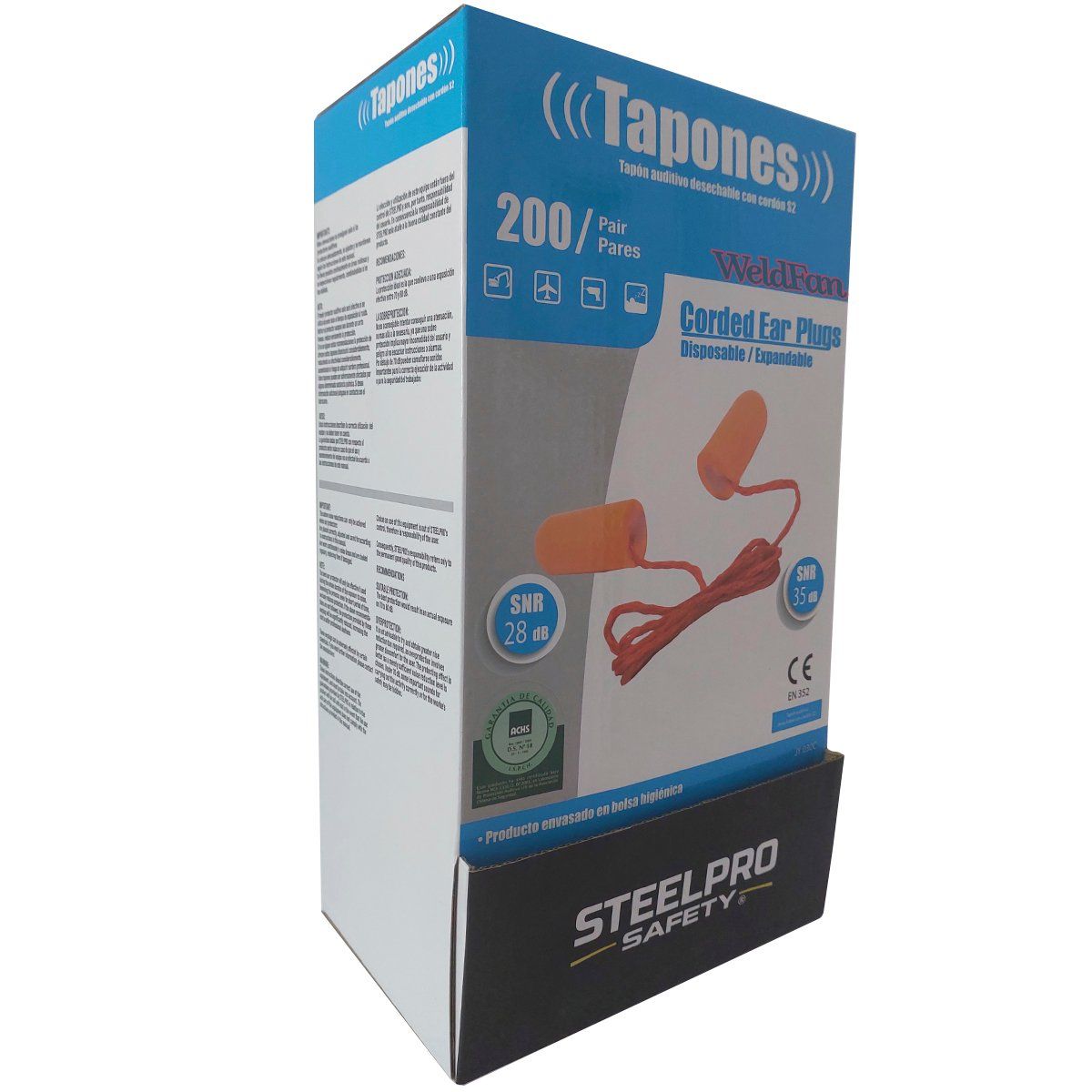 STEEL PRO - Tapónes Auditivo Autoexpandible Caja X 200 Und/ Certificado