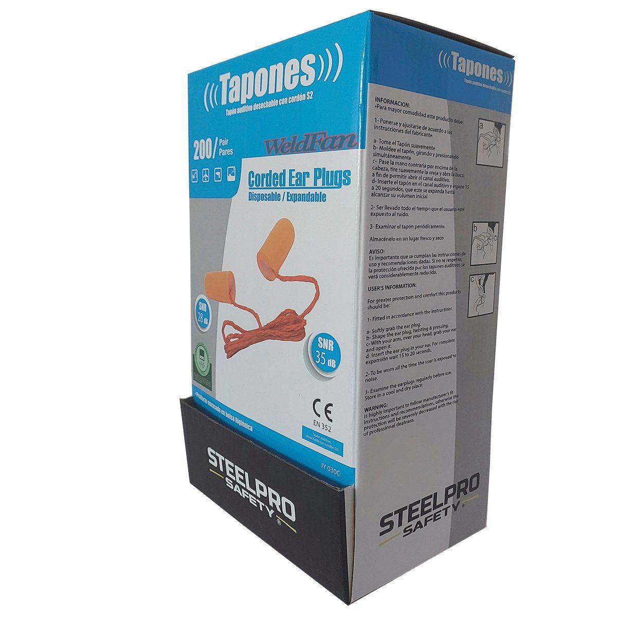 STEEL PRO - Tapónes Auditivo Autoexpandible Caja X 200 Und/ Certificado
