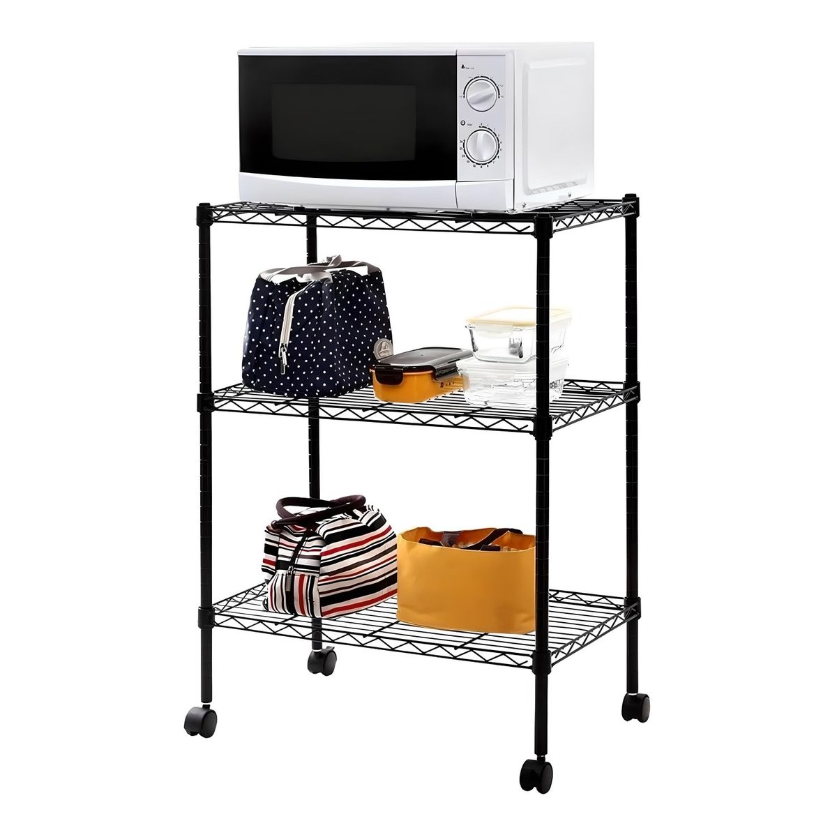 PROCHEF - Carro Organizador 3 niveles 60x35x81 cm. Acero Negro