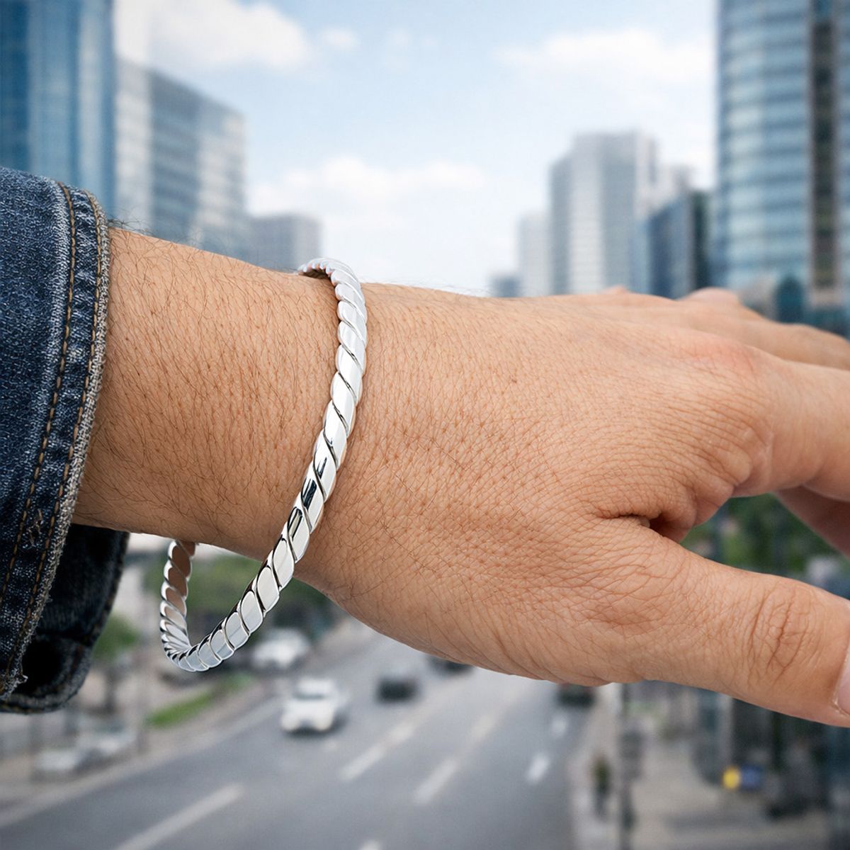 JOYAS MYTOKE - Pulsera Esclava Doblada Plata Nacional 980