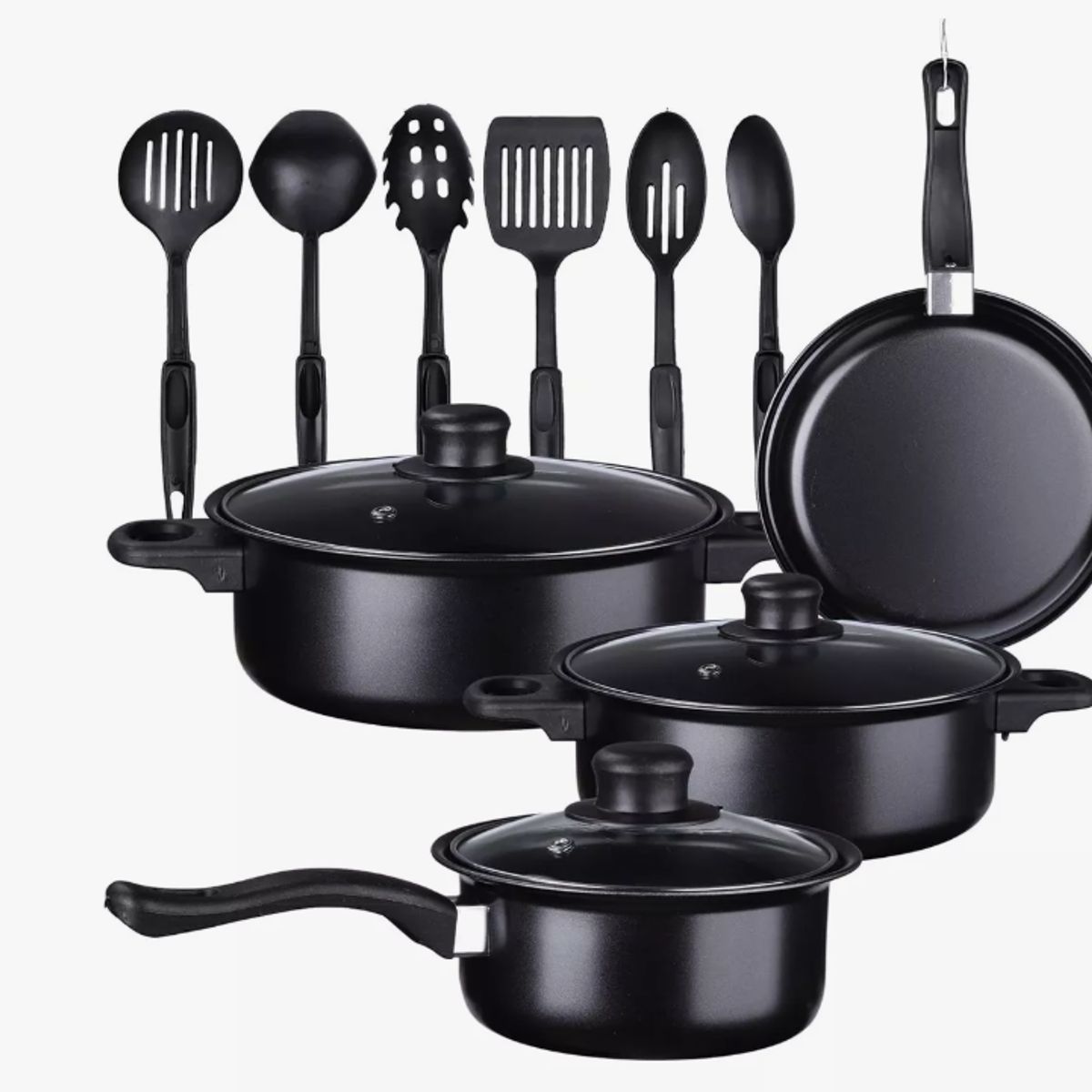 GENERICO - Batería De Cocina Ollas y Sartenes Traje13pcs Negro