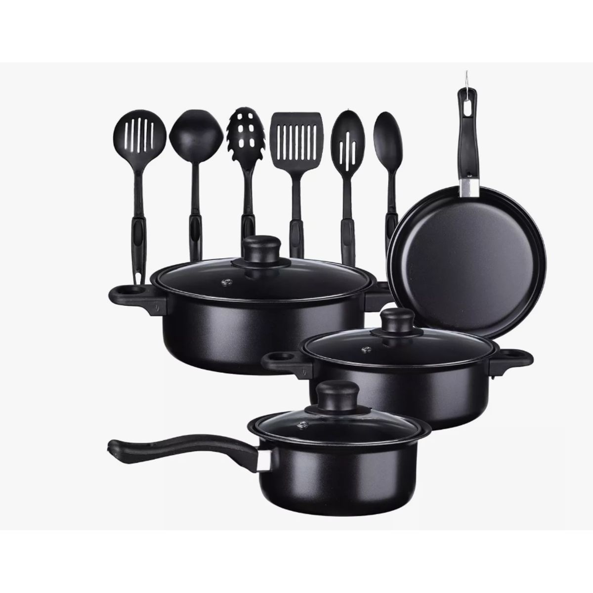 GENERICO - Batería De Cocina Ollas y Sartenes Traje13pcs Negro