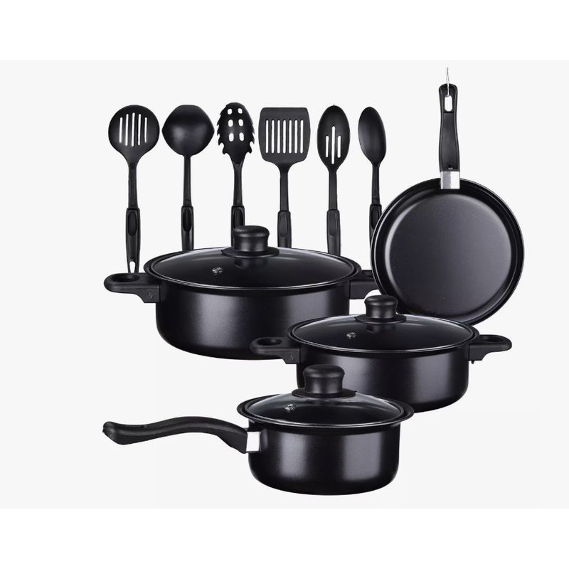 GENERICO - Batería De Cocina Ollas y Sartenes Traje13pcs Negro