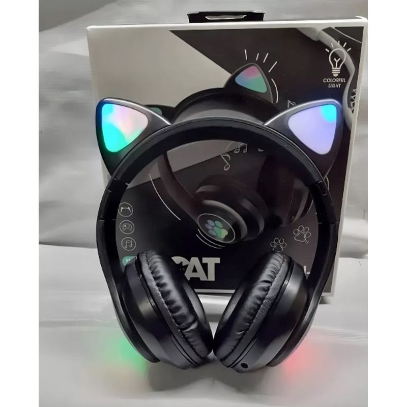 GENERICO - Audifonos Inalambricos  Orejas de Gato Bluetooth Negro