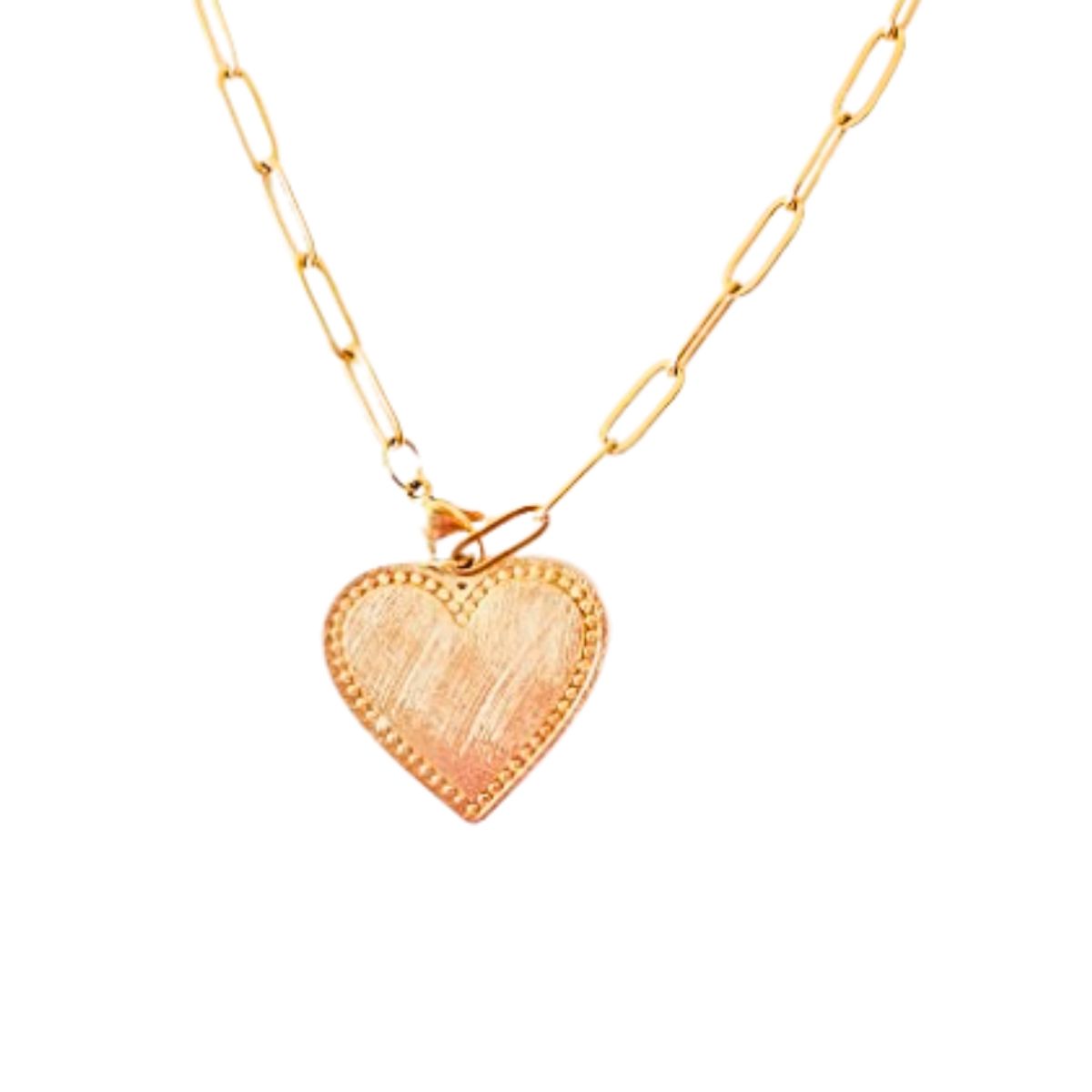 GENERICO - Collar de Eslabones con Dije de Corazón Un Clásico Reinventado
