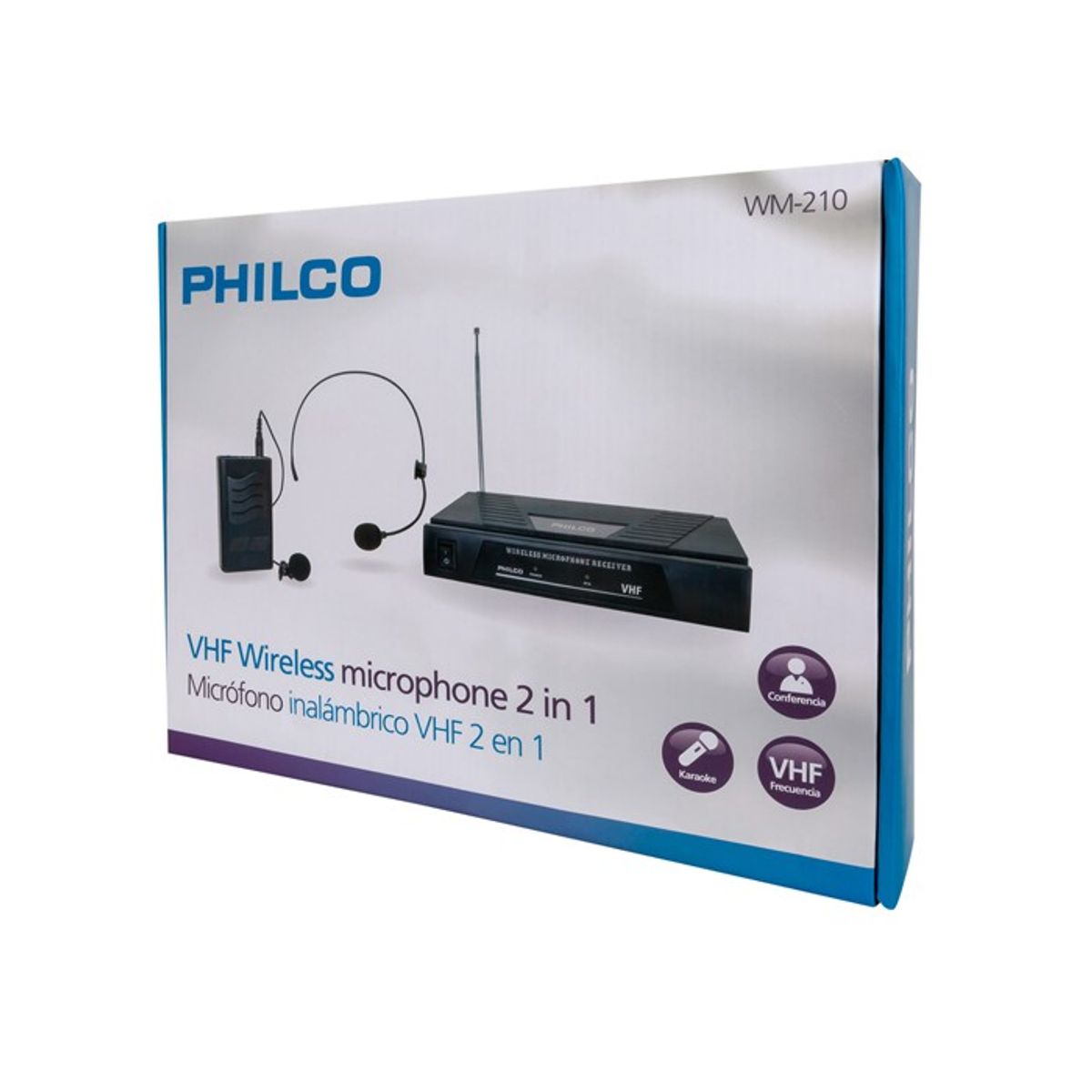 PHILCO - Micrófono Inalámbrico Philco 2 en 1 Vhf Cintillo Solapa