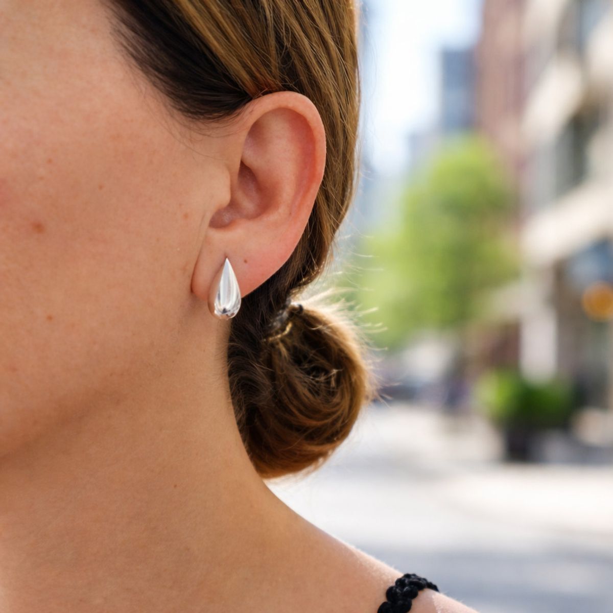 JOYAS MYTOKE - Aros Gota Con Tornillo Plata Fina 925 Mujer