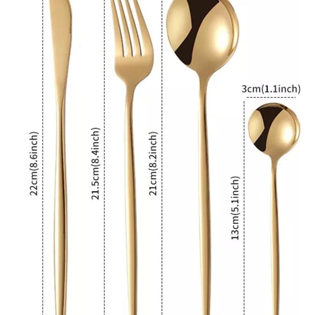 IMPORTCLICK - Set 24 Piezas Cubiertos Acero Inoxidable Color Dorado - Dorado