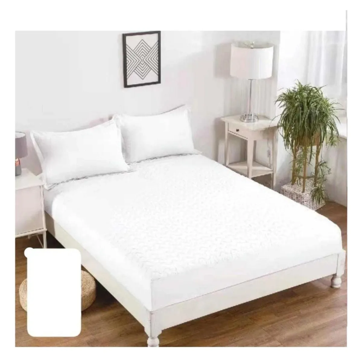 GENERICO - Cubre Colchon Protector Impermeable - Blanco - 2 plazas