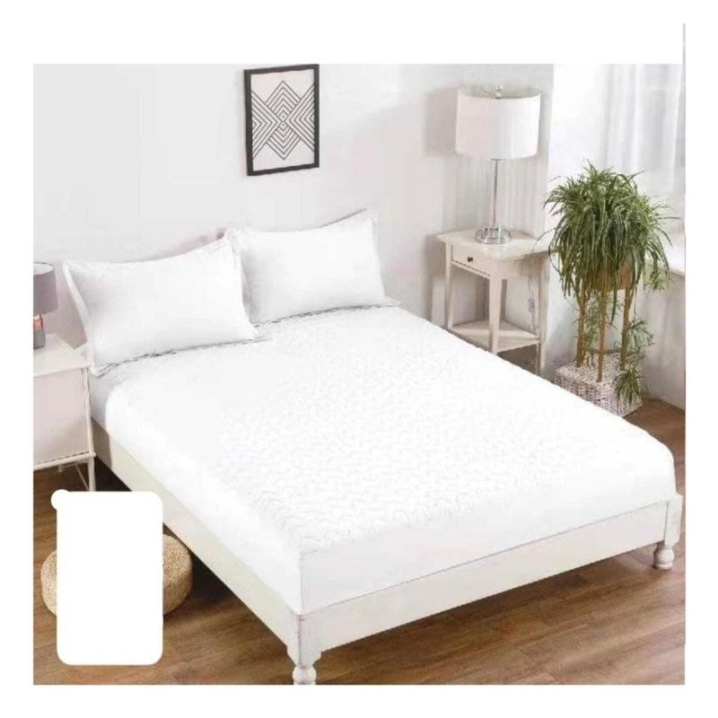 GENERICO - Cubre Colchon Protector Impermeable - Blanco - 2 plazas