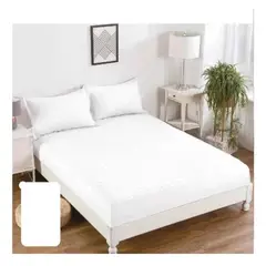 GENERICO - Cubre Colchon Protector Impermeable - Blanco - 2 plazas