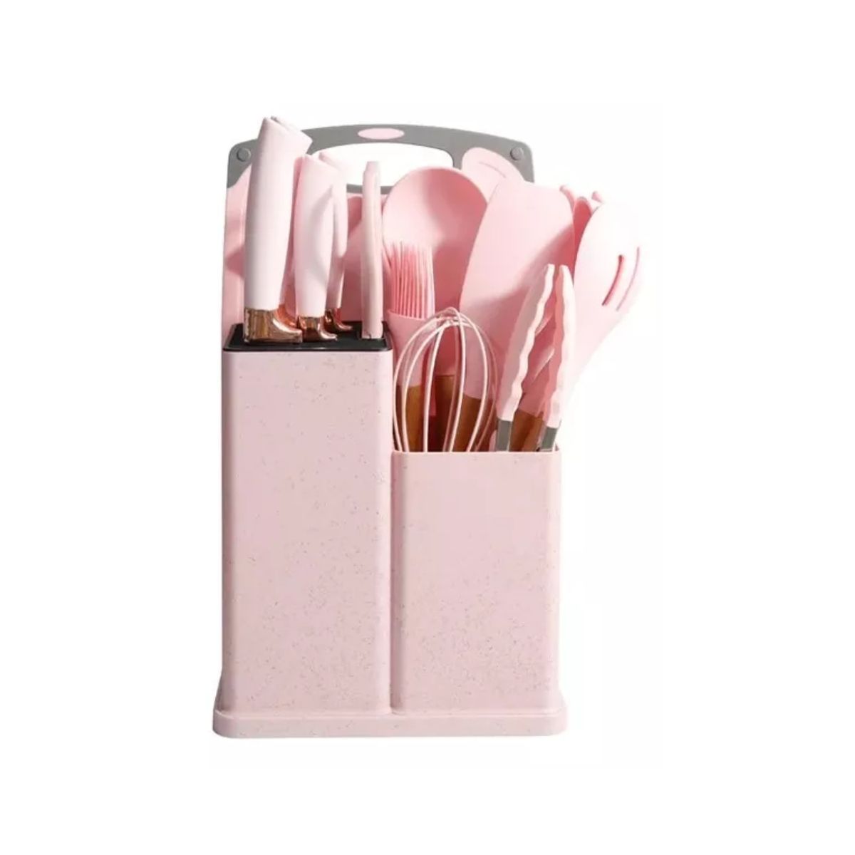 IMPORTCLICK - Set 19 Utensilios Cocina Silicona Acero Inoxidable Rosa - Rosa