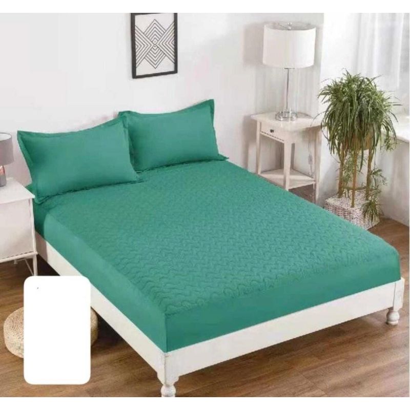 GENERICO - Cubre Colchon Protector Impermeable - Turquesa - 2 plazas