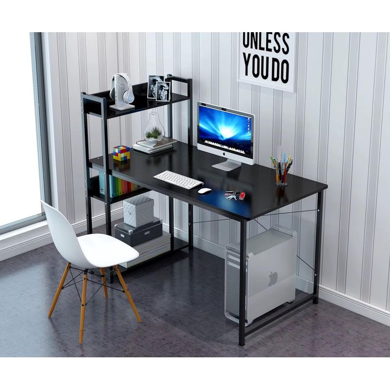 ACTUAL - Escritorio Multifuncional 100x45x72 cm con Estantes Reversibles Negro