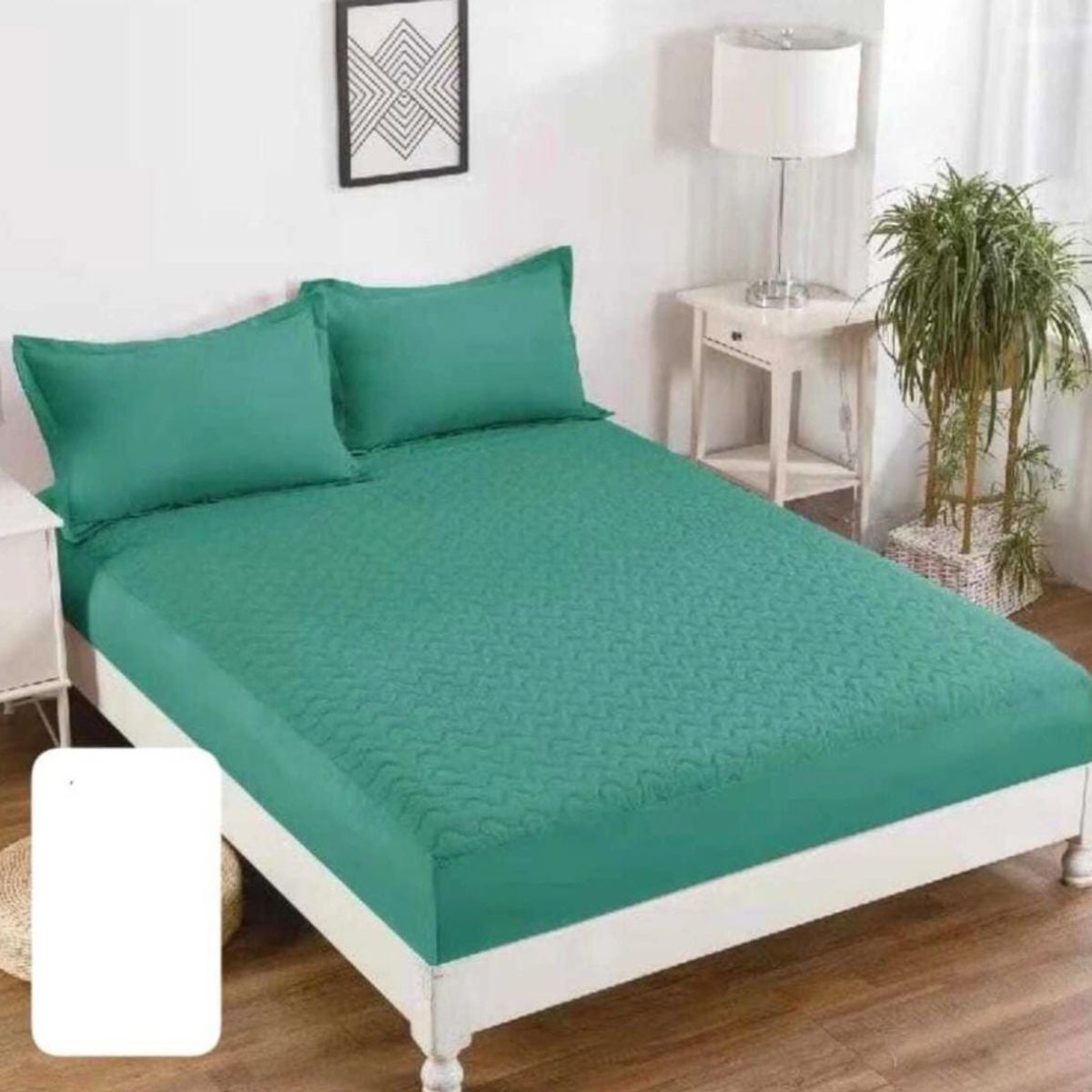 GENERICO - Cubre Colchon Protector Impermeable - Turquesa - King 2.5p + 2 Fundas