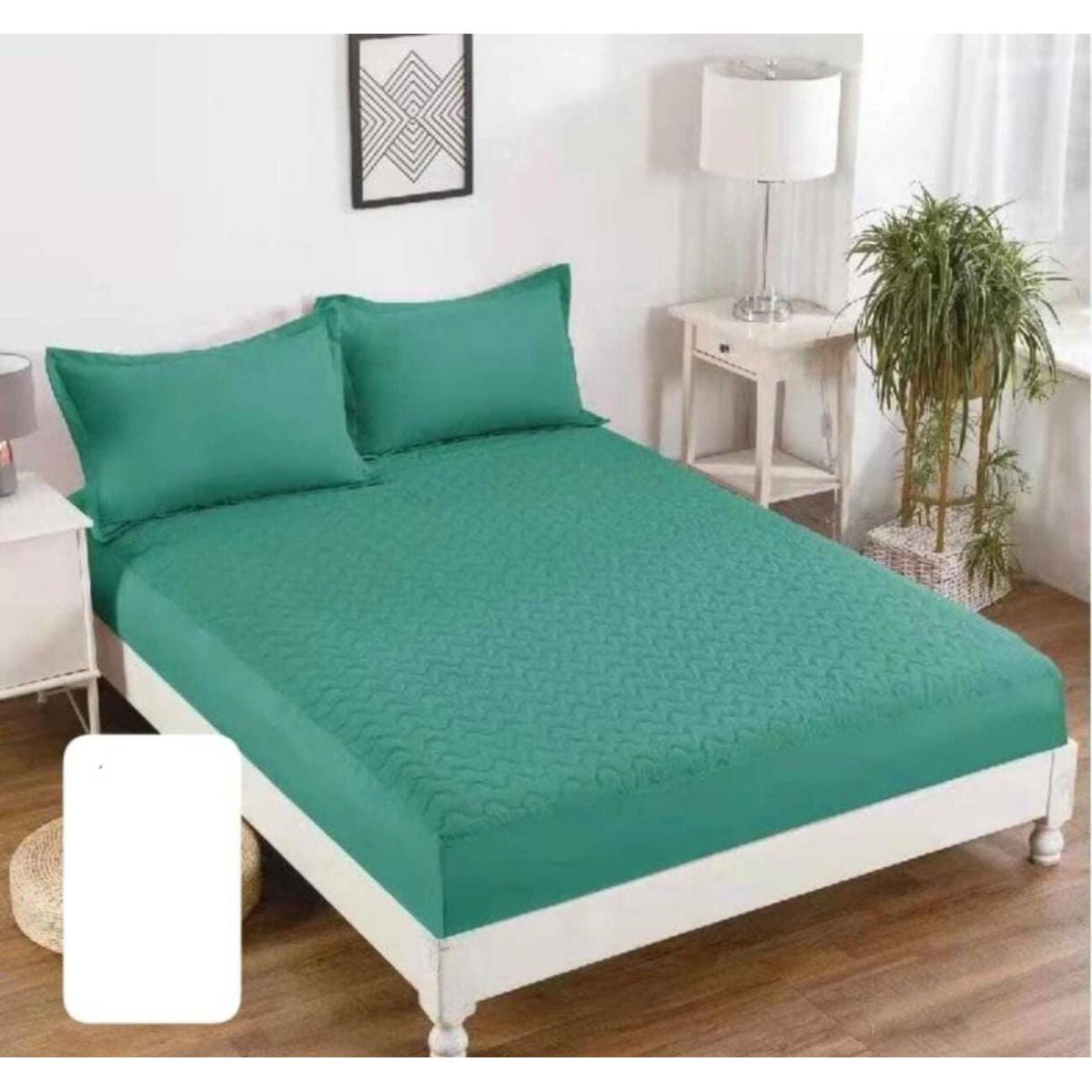 GENERICO - Cubre Colchon Protector Impermeable - Turquesa - King 2.5p + 2 Fundas