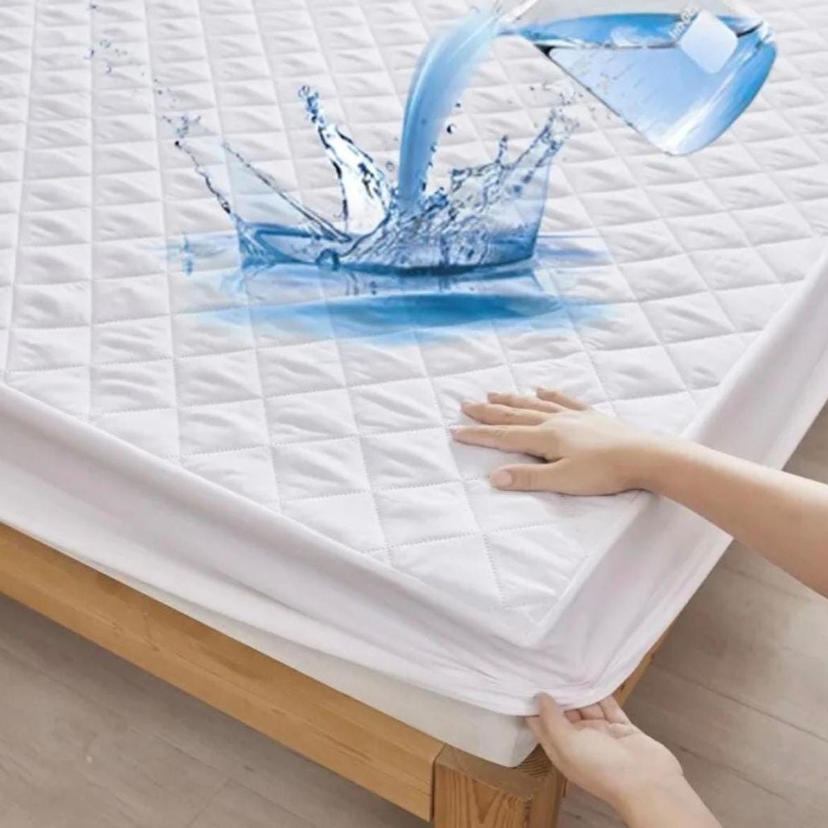 GENERICO - Cubre Colchon Protector Impermeable - Blanco - King 2.5p + 2 Fundas