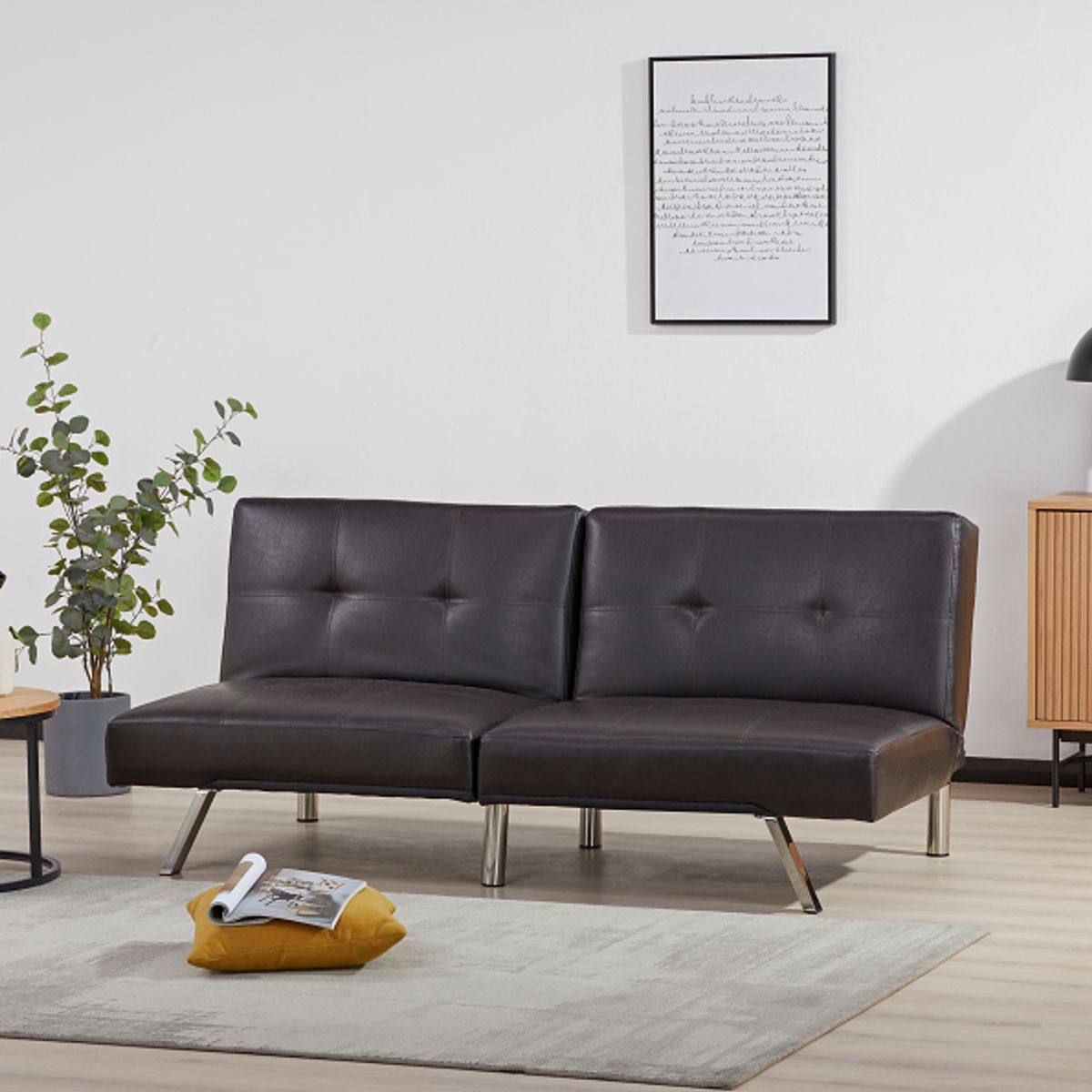 AGUILA - Futón Sofá Cama Chaise Longue de PAB-161N5S-DARK BROWN