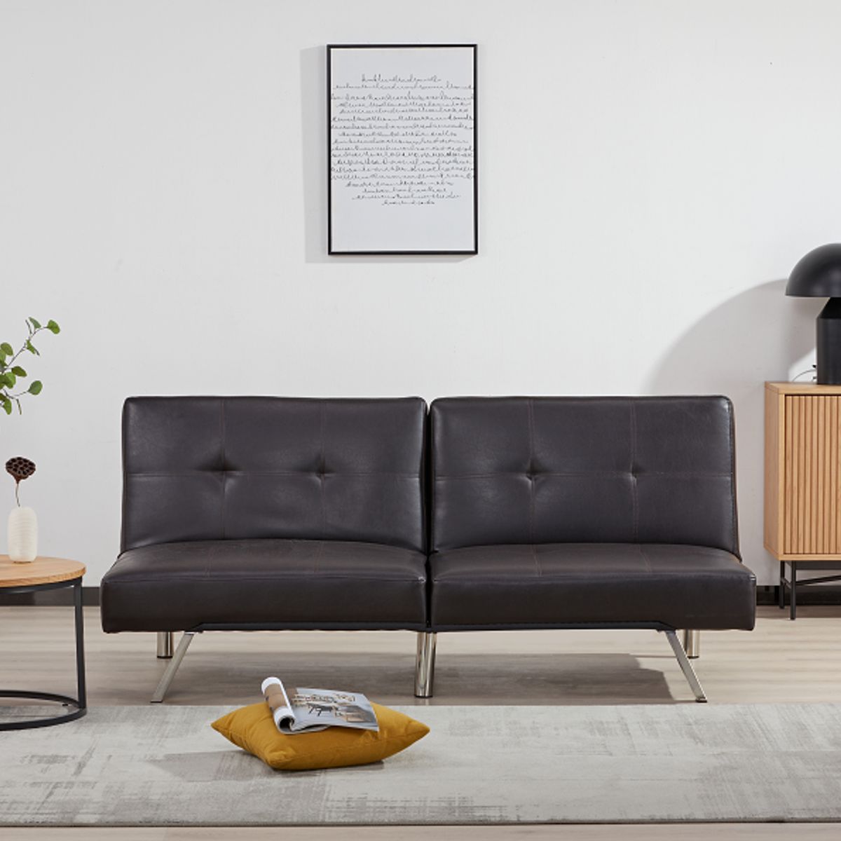 AGUILA - Futón Sofá Cama Chaise Longue de PAB-161N5S-DARK BROWN