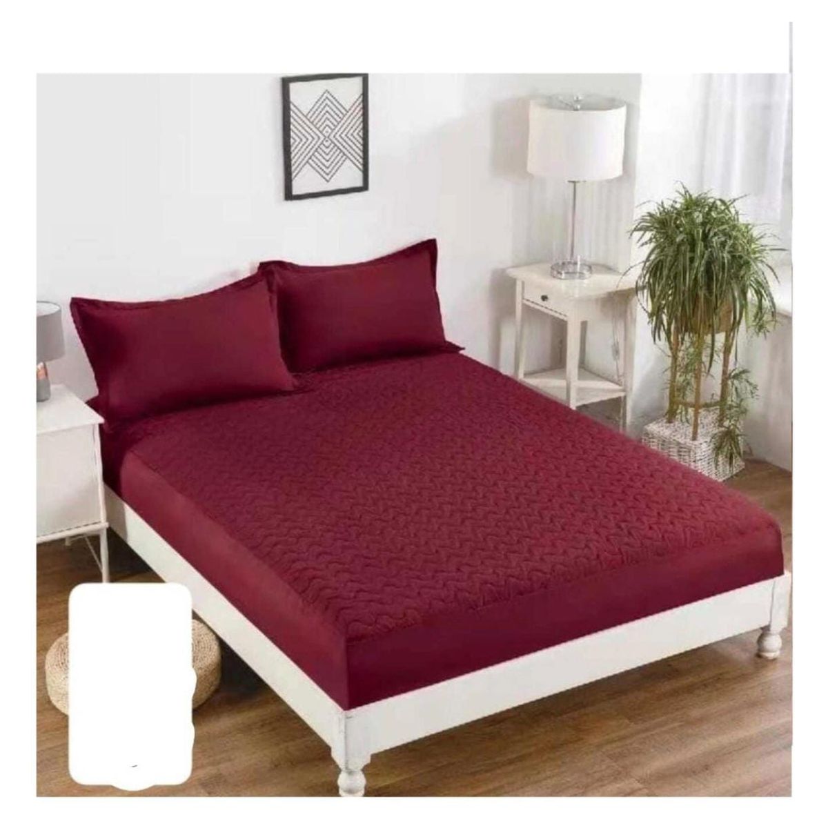 GENERICO - Cubre Colchon Protector Impermeable - Burdeos - King 2.5p + 2 Fundas