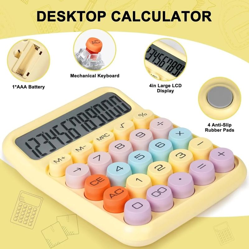 GENERICO - Calculadora Escritorio Teclado Mecánico Kawaii Colores